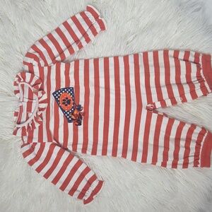 Auburn University Zuccini Striped Orange and White Baby Romper